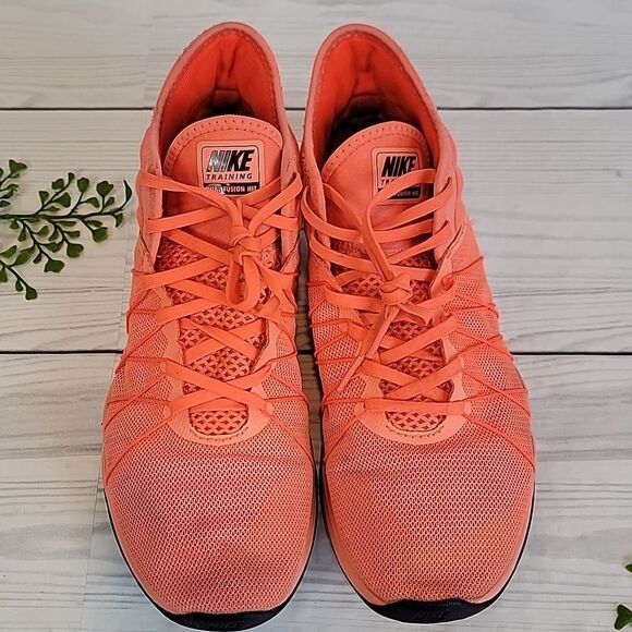 Nike Dual Fusion TR Hit Mid Trainers Women's Sneakers Size 8.5 Neon Orange - Picture 2 of 10